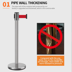 Colonne de <span class=keywords><strong>barrière</strong></span> extensible de 3 mètres en tresse noire, clôture d'isolation, en acier inoxydable, adaptée à une utilisation dans les hôtels. - Product Image 2