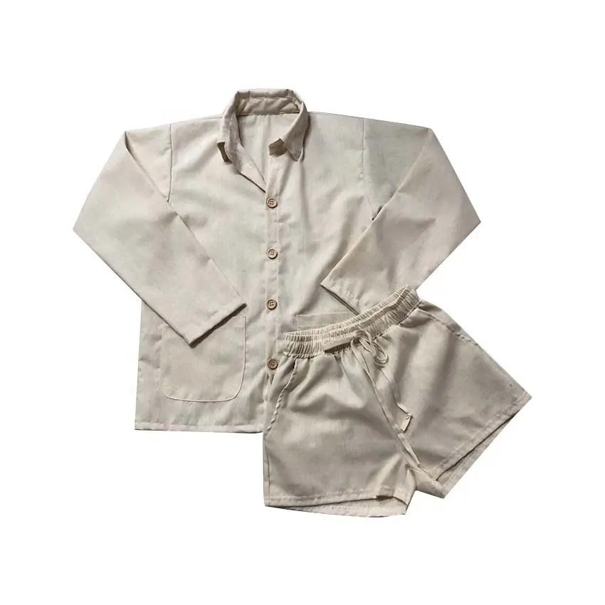 Conjunto de lino personalizado para mujer, ropa de salón de verano, jersey de manga corta y pantalón corto con bolsillo