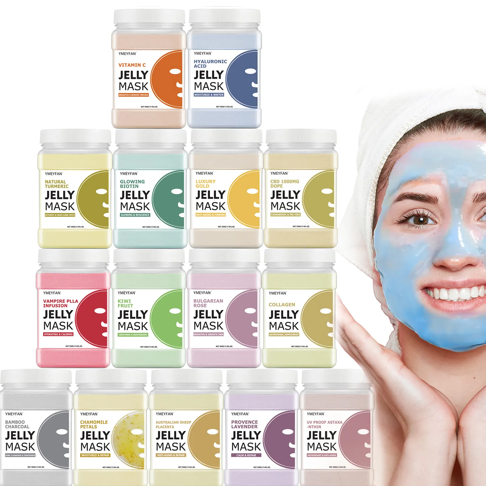 15 Pots Livraison Gratuite YMEYFAN Masque de Gelée pour Soins du Visage Hydrojelly Masque Poudre Vente en Gros pour Esthéticienne Fournitures Professionnel