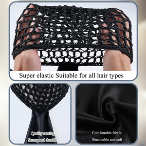 Bonnet en satin et <span class=keywords><strong>filet</strong></span> à <span class=keywords><strong>cheveux</strong></span> 2-en-1 personnalisé avec logo, foulard, bonnet <span class=keywords><strong>de</strong></span> <span class=keywords><strong>nuit</strong></span> pour femmes, pour soins capillaires, usage sportif et festif, vente en gros - Product Image 3