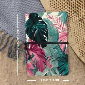 Cuaderno A6 hecho a mano-Vintage Look 80 hojas Carpeta de metal Tether & Metal Pendant Office Record Use with Exotic <span class=keywords><strong>Tropical</strong></span> Pla - Product Image 4