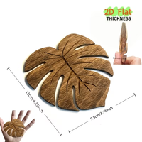 Sous-verres en bois naturel Monstera à motif plat, résistants à la chaleur, anti-brûlure, antidérapants pour boissons et table