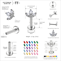 Piercing corporel en Titane ASTM F136 G23, motif 3 feuilles, serti de Zircon Cubique transparent taille Marquise, à filetage interne, pour cartilage, tragus, hélix, vente en gros