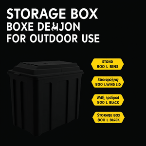 Contenitore portaoggetti 800 L nero con coperchio per uso esterno - Product Image 3