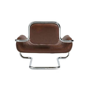 Fauteuils d'appoint de salon en <span class=keywords><strong>cuir</strong></span> design rétro vintage Canapé simple <span class=keywords><strong>tubulaire</strong></span> en métal Fauteuil de loisirs d'hôtel Fauteuil pour la maison - Product Image 5