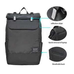 Poliéster atacado personalizado impermeável e elegante grande capacidade viagem laptop rolo mochila superior