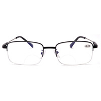 Gafas de ordenador ultraligeras de medio Marco, monturas de metal para hombre, lentes bifocales anti rayos azules, gafas de lectura multifocales bifocales
