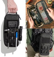 Petite pochette à outils robuste avec poignée à fermeture éclair pour EDC, moto, vélo de route, électricien, étui de rangement portable pour outils