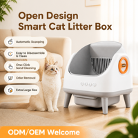 Bac à litière intelligent entièrement automatique pour chat, grande capacité 60L, bac à déchets 12L, nettoyage facile, démontage facile, conception silencieuse à ouverture facile