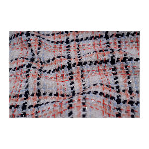 Tela Tweed de Primera Calidad Hecha en Corea, Diseño a Cuadros Multicolor Blanco-Rojo-Naranja-Azul Marino, Tejido Personalizado OEM ODM - Product Image 4