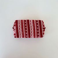 Sac de rangement cosmétique durable rouge et blanc avec logo personnalisé, motif flocon de neige géométrique en peluche pour Noël et Nouvel An, collection automne-hiver