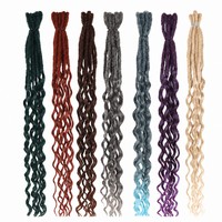 Estensioni Dreadlock Boho in Fibra Sintetica ad Alta Temperatura con Estremità Ricci, Dreads per Ciocca, Colori Misti Multipli, Capelli Boho Locs per Donne