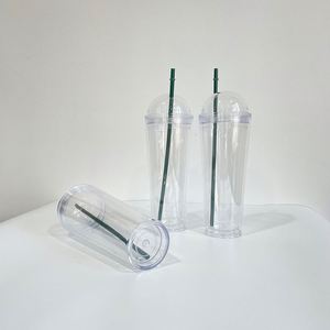 24oz BPA Free Pre Drilled Snow Globe Plastic Acrylic Dome Lid Tumbler Ice Cream Cone Cup with Bottom Suitable for <b>Vinyl</b> - Product Image 2