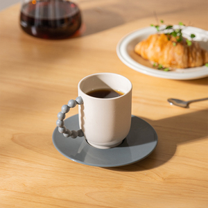 Nordic Contrast Color Ceramic Coffee <b>Cup</b> and Saucer Creative Beaded Handle Porcelain Tea <b>Cup</b> <b>Set</b> - Product Image 5