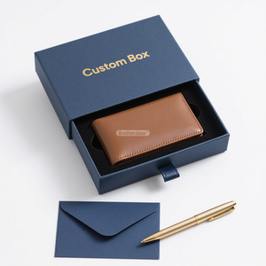 Custom Logo <b>Biodegradable</b> Luxury Mens Wallet Gift Box with Handmade Drawer Design Eco-Friendly Paper <b>Packaging</b> - Product Image 2