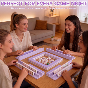 Purple Acrylic Mahjong Rack with Magnetic Pusher Smooth Mahjong Holder Durable Game Table Accessory - Product Image 5