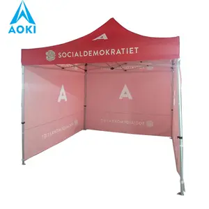 10x10ft, 3X3 M Draagbare Opvouwbare Luifel Outdoor Tent Met 3 Enkelzijdig Afdrukken Muur