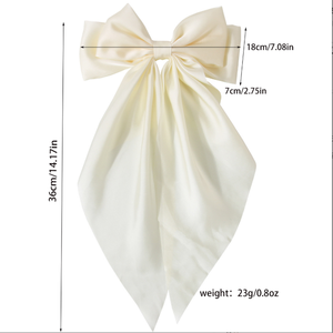 Diskon besar jepit rambut pita Satin merah muda elegan jepit rambut pita Satin panjang dengan Aksesori jepit rambut busur anak perempuan logam - Product Image 4
