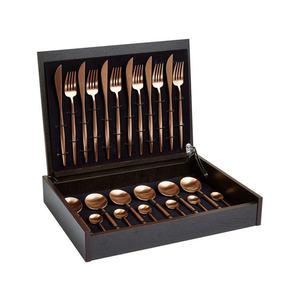 Cubiertos DE BODA vintage chapados en oro rosa de 5 piezas, juego de cubiertos Cutipol blanco y dorado cepillado Goa - Product Image 2