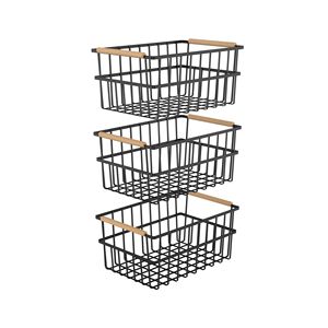 DB Oceanstar Set of 3 Black Metal <b>Wire</b> <b>Baskets</b> with Handles Organizer Bin <b>Basket</b> - Product Image 4