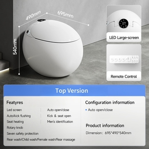 Inodoro Inteligente de Cerámica, Inodoro con Control Remoto, Operación Automática, Montado EN EL Suelo, Forma de Huevo, Nueva Creación - Product Image 6