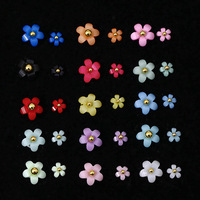 Nouvel ensemble d'accessoires pour nail art transfrontalier, breloques en résine pour ongles, fleurs à cinq pétales, dos plat, couleurs unies, motifs multicolores