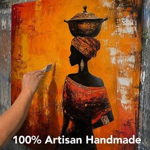 Cuadro Moderno Hecho a Mano sobre Lienzo, Retrato <span class=keywords><strong>de</strong></span> Mujer Negra, Pintura Abstracta Texturizada <span class=keywords><strong>de</strong></span> Mujeres Afroamericanas, Decoración <span class=keywords><strong>de</strong></span> Pared para el Hogar - Product Image 3