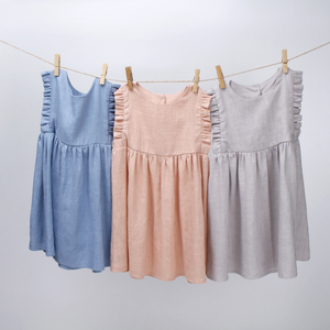 Robe d'été en lin et coton de haute qualité pour petites filles, vêtements pour bébés et enfants à la mode en gros - Product Image 2