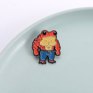 卡通健身Buff青蛙珐琅别针大块肌肉青蛙动物胸针翻领徽章珠宝礼品给健身房爱好者朋友 - Product Image 1