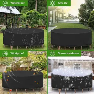 Conjunto circular de jantar em tecido Oxford 420D para terraço, mobília para exterior, cadeira impermeável para uso externo