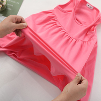 Robes d'Été pour Bébé Fille, Robe Smockée sans Manches Coton Couleur Unie Coupe A-line