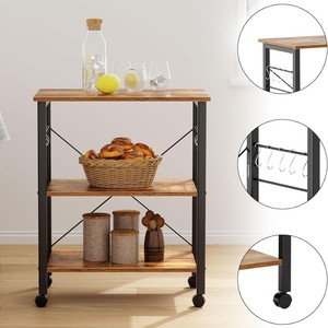 Carrito de comida móvil multifuncional transfronterizo para cocina, carrito de comida de tres niveles para hotel, carrito de té móvil, para sala de estar - Product Image 4