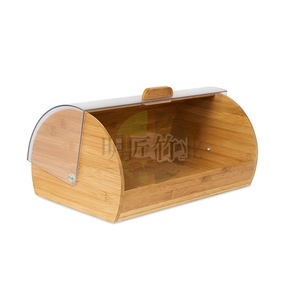 Boîte à pain en bambou avec couvercle en acrylique pour le rangement des aliments dans la cuisine, 2 étages - Product Image 2