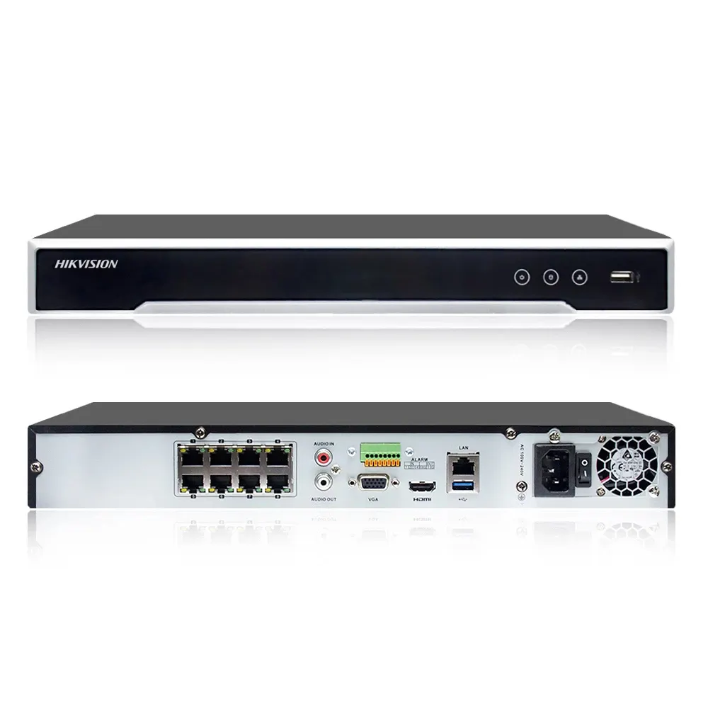 Hik POE NVR 4K 8MP 8CH DS-7608NI-K2/8P Embedded Plug & Play 4K Video Recorder 2 SATA Max 12TB Interfaces 8 POE Port H.265