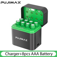 PUJIMAX 8 piles rechargeables au lithium-ion 1,5 V AAA 1100 mWh avec chargeur intelligent – Piles vendues individuellement