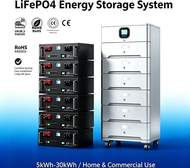 LiFePO4 Modular Design Stackable 51.2V CAN 10-20Kw Hybrid Home Battery Storage System Plug-and-Play Protection BMS Solar Energy