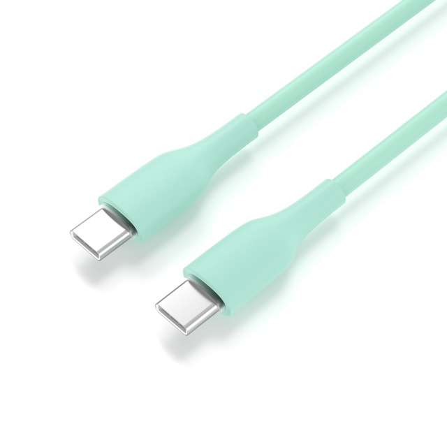 Type-C to Type-C Green Silicone Cable High-Quality Fast Charge Budget-Friendly USB-C to USB-C Cable