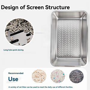 Venda Por Atacado Hot Selling Custom OEM ODM Fácil de Limpar de Grande porte gato <span class=keywords><strong>Toilet</strong></span> Aço Inoxidável gato Litter Box Tray - Product Image 4