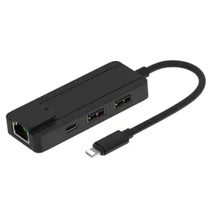 Adaptor 4 Port untuk iPhone Ke Ethernet RJ45 Jaringan Kabel & Port USB Adaptor OTG untuk iPad iPhone