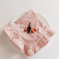 Serviette de table en coton de couleur unie de style français, set de table en tissu à bord festonné, tapis de table isolant thermiquement, personnalisable BSCI