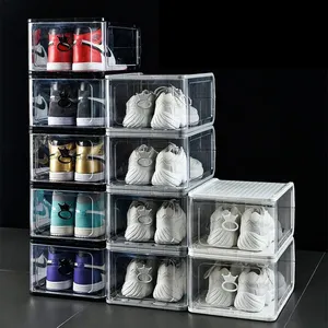 Boîte à chaussures côté ouvert géant empilable en gros plastique Transparent Nike acrylique transparent AJ Sneaker organisateur chaussures boîte de rangement