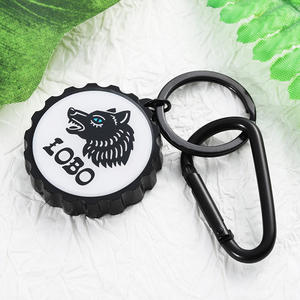 您自己的个性化开瓶器 哑光黑色狼标志锌合金金属开瓶器钥匙扣，带黑色登山扣 - Product Image 5