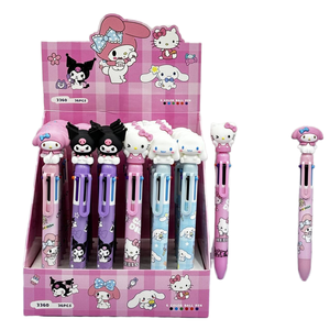 Karikatür hayvan altı renkli plastik tükenmez kalem işaretli 0.5mm öğrenci planlayıcısı yenilik hediye kalem yaratıcı sınıf kırtasiye - Product Image 1