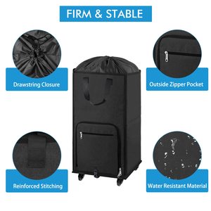 <b>Extra</b> <b>Large</b> Rolling <b>Laundry</b> <b>Basket</b> with Removable Wheels & Zipper Lid Freestanding <b>Laundry</b> Hamper Collapsible Bag for Clothes - Product Image 4