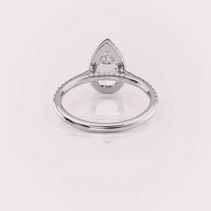 Anillo de Diamante Cultivado en Laboratorio con Corte Pera para Mujer, en Plata de Ley 925 Sólida, Bañado en Rodio, con Engaste de Bisel y Banda Pavé, Certificado IGI, de Lujo - Product Image 3