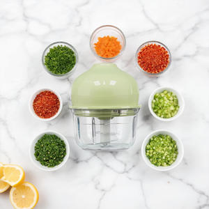 Presse-ail électrique, mini robot culinaire à piles, 1 vitesse, pour usage en cuisine, avec bol transparent et couvercle vert - Product Image 4