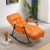 Fauteuil à bascule contemporain durable avec repose-pieds, pliable, minimaliste, moderne, structure métallique, revêtement en tissu, pour hôtel, chambre, salon