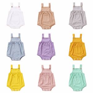 Mono con <span class=keywords><strong>tirantes</strong></span> de bebé de Color sólido de alta calidad, mono sin mangas en blanco para bebé, <span class=keywords><strong>Pijama</strong></span> ligero de verano para recién nacido - Product Image 2