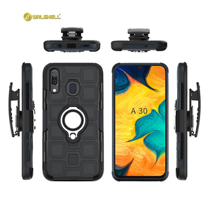 Étui de téléphone hybride 3 en 1 avec <span class=keywords><strong>coque</strong></span> <span class=keywords><strong>rigide</strong></span>, béquille, clip ceinture, protection PC et TPU pour <span class=keywords><strong>Samsung</strong></span> A30 avec support voiture - Product Image 1