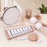 Orff Children's Percussion Instrument Music Set Early Education Wood Hand Drum Handbell Bass Dance Props Toy Musical Instruments